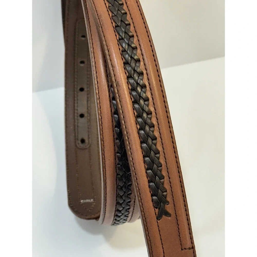 Nocona Mens 44 Brown Genuine Leather Western Cowboy Belt Solid Brass Buckle